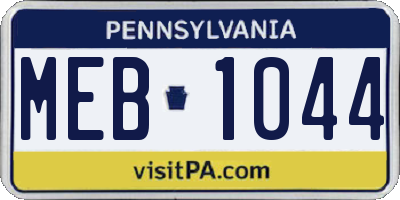 PA license plate MEB1044