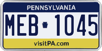 PA license plate MEB1045