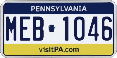 PA license plate MEB1046