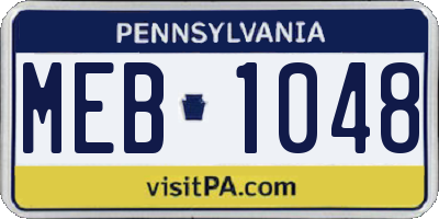 PA license plate MEB1048