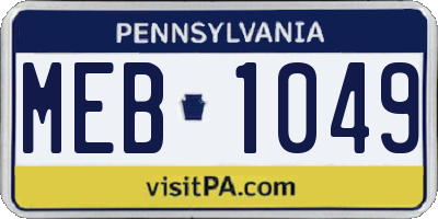 PA license plate MEB1049
