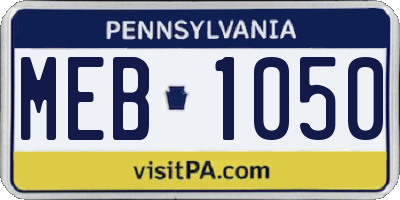 PA license plate MEB1050