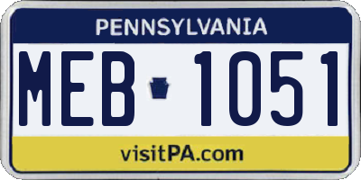 PA license plate MEB1051