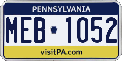PA license plate MEB1052