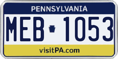 PA license plate MEB1053
