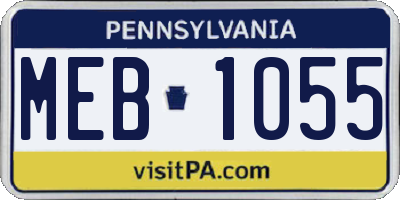 PA license plate MEB1055