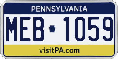PA license plate MEB1059