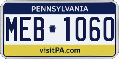 PA license plate MEB1060