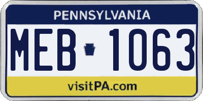 PA license plate MEB1063