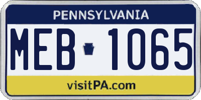 PA license plate MEB1065