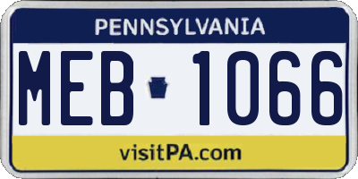PA license plate MEB1066