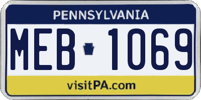 PA license plate MEB1069