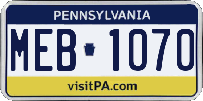 PA license plate MEB1070