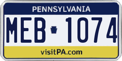 PA license plate MEB1074