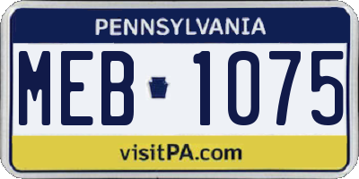 PA license plate MEB1075