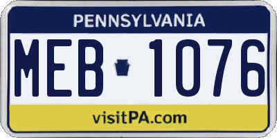 PA license plate MEB1076