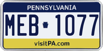 PA license plate MEB1077