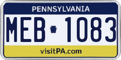 PA license plate MEB1083