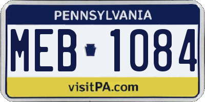 PA license plate MEB1084