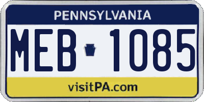 PA license plate MEB1085