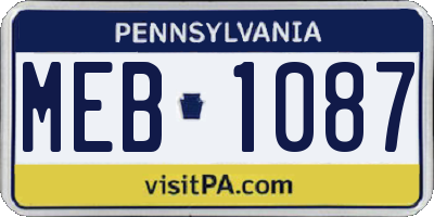 PA license plate MEB1087