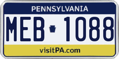 PA license plate MEB1088