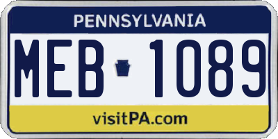 PA license plate MEB1089