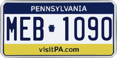 PA license plate MEB1090