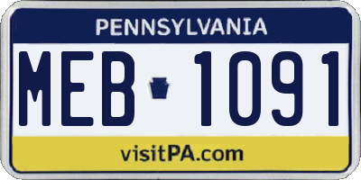PA license plate MEB1091