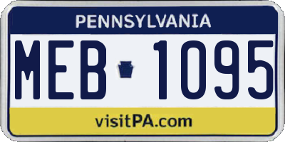PA license plate MEB1095