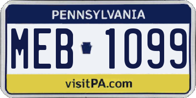 PA license plate MEB1099