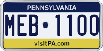 PA license plate MEB1100