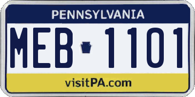 PA license plate MEB1101