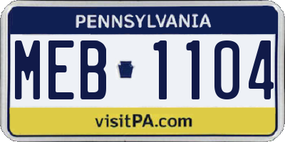 PA license plate MEB1104