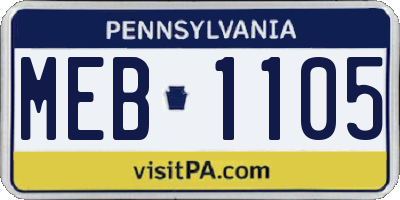 PA license plate MEB1105