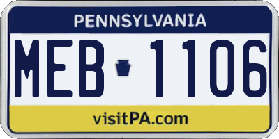 PA license plate MEB1106