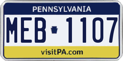 PA license plate MEB1107
