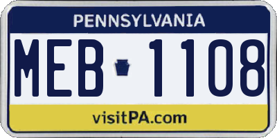 PA license plate MEB1108