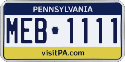 PA license plate MEB1111
