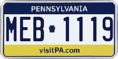 PA license plate MEB1119