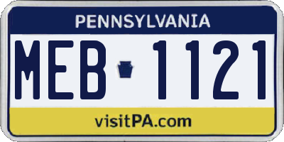 PA license plate MEB1121