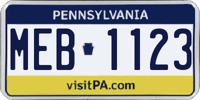PA license plate MEB1123