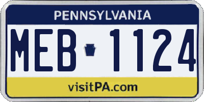 PA license plate MEB1124