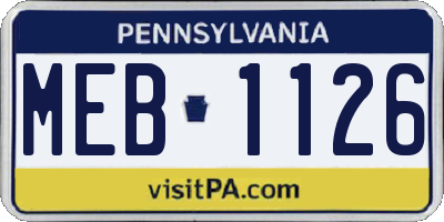PA license plate MEB1126