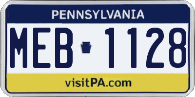 PA license plate MEB1128