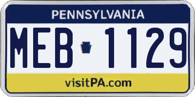 PA license plate MEB1129