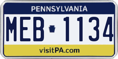 PA license plate MEB1134