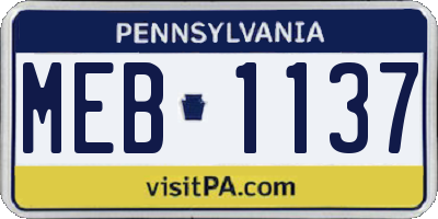 PA license plate MEB1137