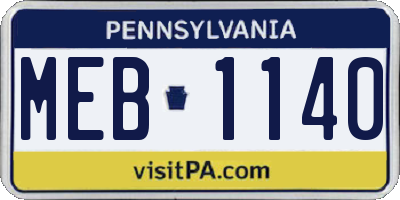 PA license plate MEB1140
