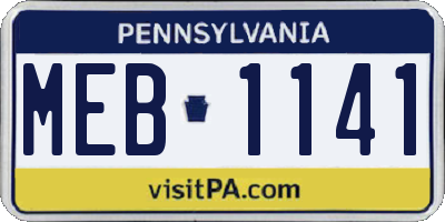 PA license plate MEB1141